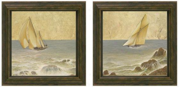 Nautical Fusion Framed Wall Art - Set Of 2 - Set Of Two, Ivory