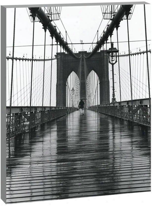 New York City Landmarks Wall Art - Btooklyn Bridge, Black And White