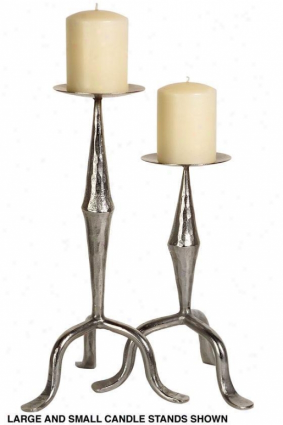 Nickel-plated Candlestand - Large, Antiqued Nickel