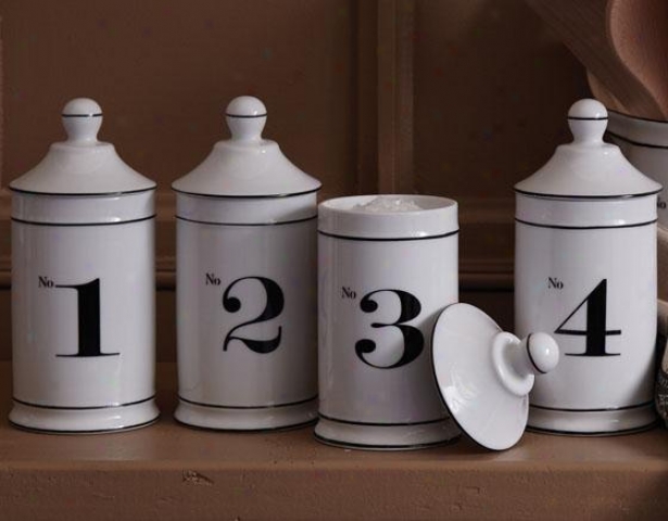 Numbered Jars - Set Of 4 - Set Of 4, Ivory