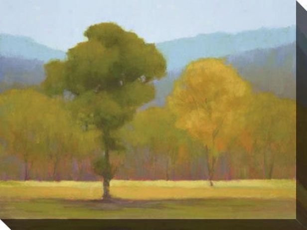 "oak With Yellow Trees Canvas Wall Art - 48""hx36""w, Green"