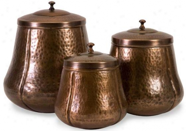 Old World Canisters - Set Of 3 - Set Of Three, Copper