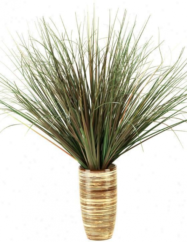 "onion Grass In Ceramic Vase - 26""hx24""w, Green"