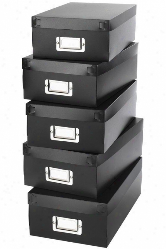 Organizer Boxes - Arrange Of 5 - Set Of 5, Black