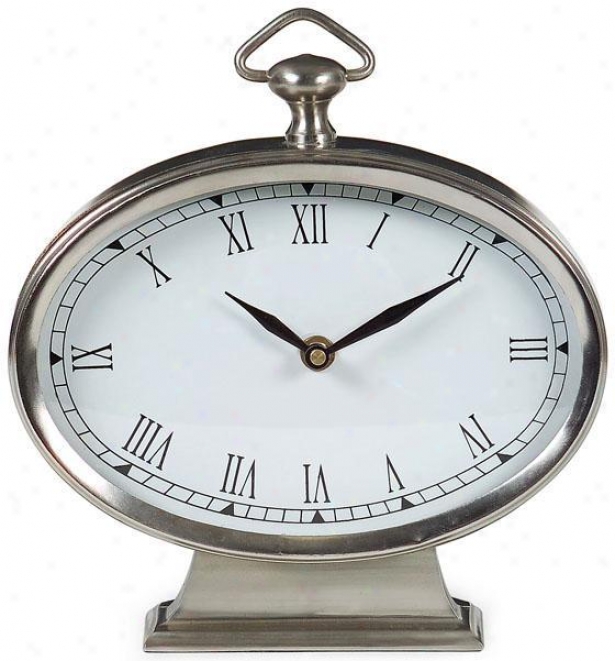 "pval Desk Clock - Pewter - 9""h X 7.5""w, Gray"