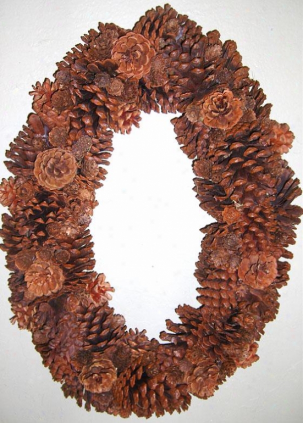 "oval Pine Cone Wreath - 20""hx14""w, Brown"