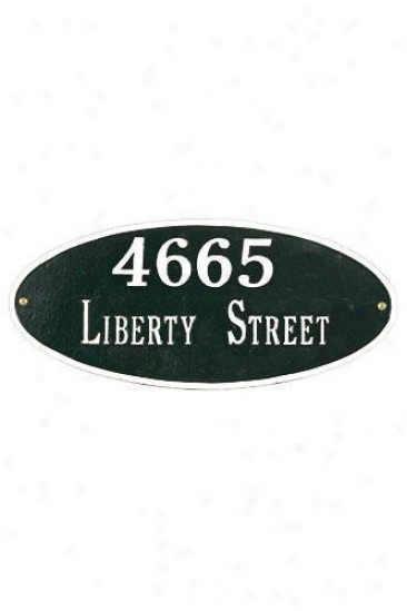 Oval Two-line Estate Wall Address Plaque - Estate/two Fill, Black