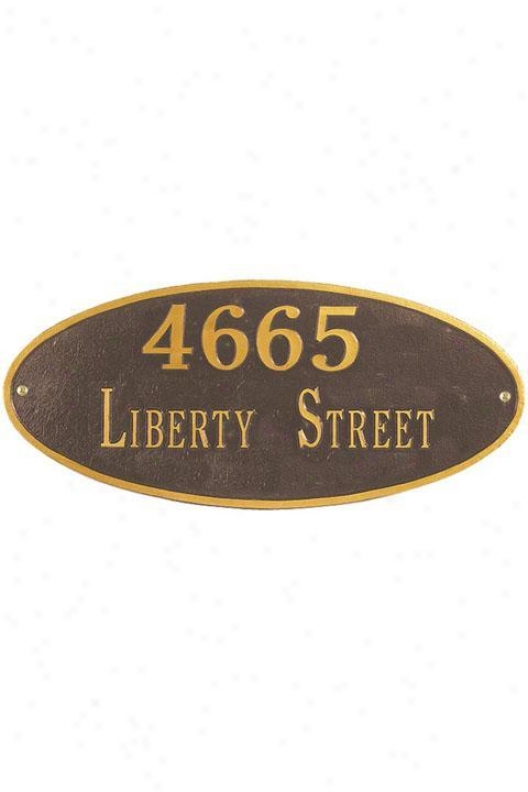 Oval Two-line Standard Wall Address Plaque - Standard/2 Note, Copper