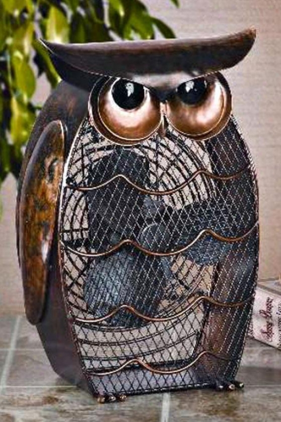 "owl Figurine Fan - 13h X 8.25""d, Multi"