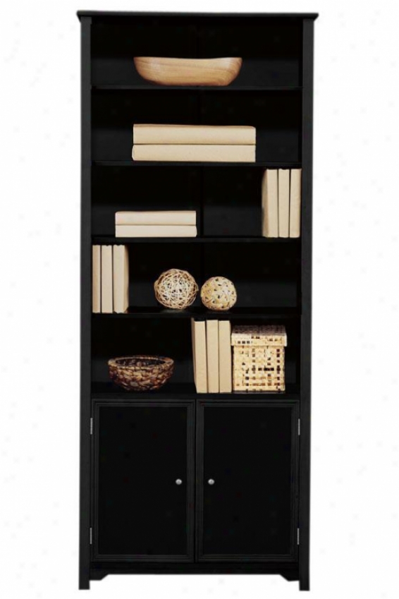 "oxford Single Bookcase With Cabinet - 72""hx30""w, Black"