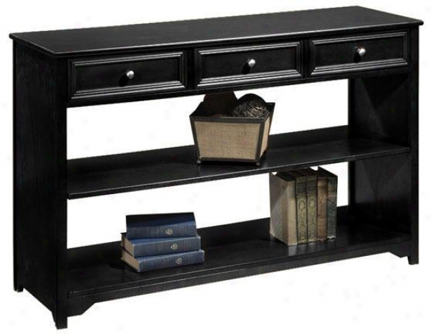 Oxford Three-dtawer Sofa Console Table With Open Storage - Three-drawer, Black