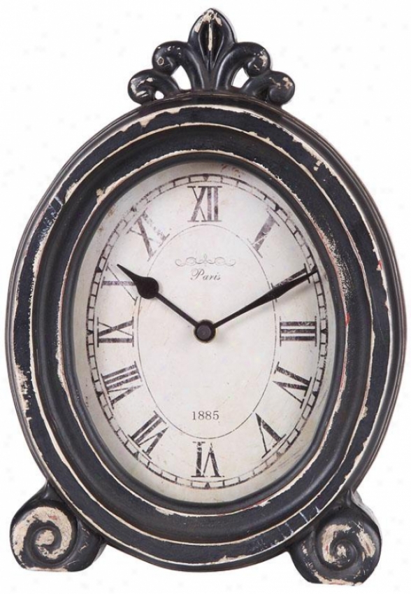"paris 1885 Distressed Desk Clock - 7.87x2.37x11""h, Black"