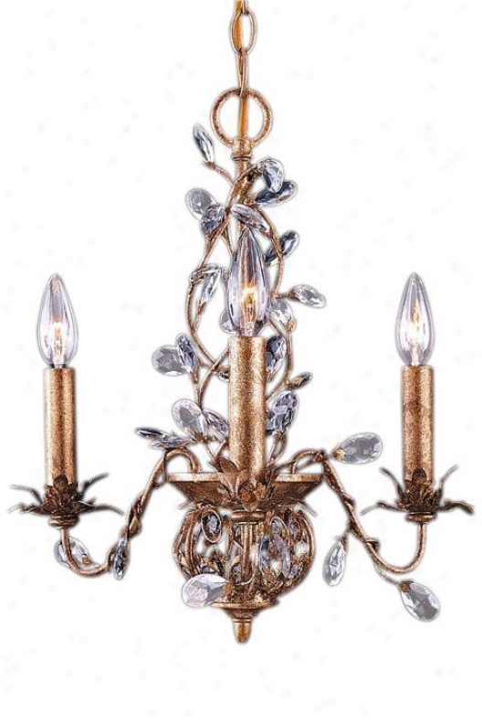 "paris Flea Crystal Mini Chandelier With Gold Leaf - 17""hx16""w, Gold"