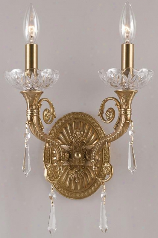 "paris Flea Crystal Two-light Sconce - 17""hx11""wx6""ext, Bronze Bronze"