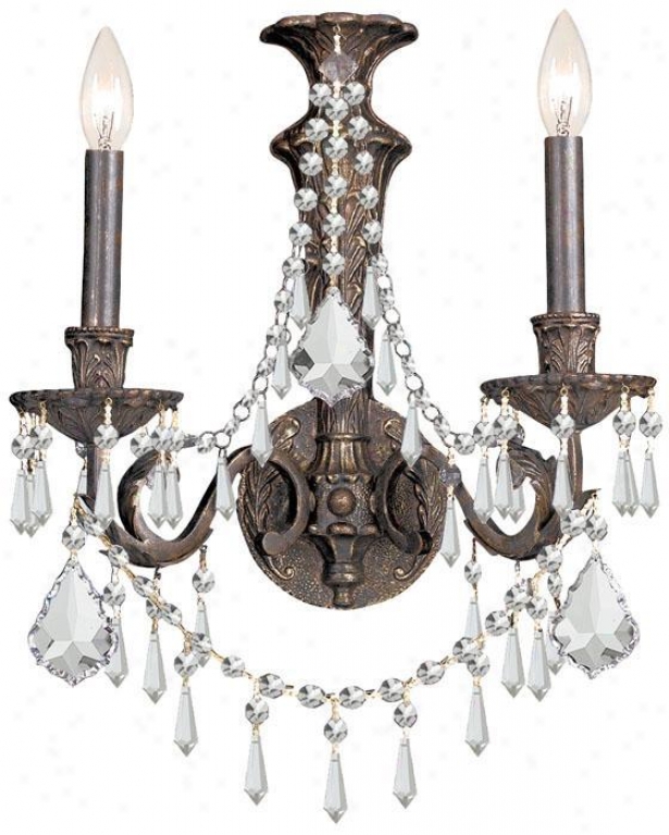 "paris Flea Crystal Two-light Wall Sconce - 14""hx14""wx7""ext, Black"