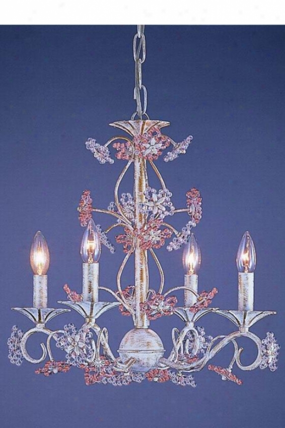 Paris Flea Market Beaded Floral Chandelier - 4-light, White