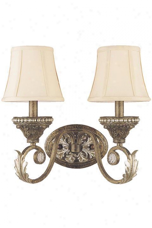 "paris Flea Two- Light Wall Sconce - 12""hx14""w, Brown Metal"