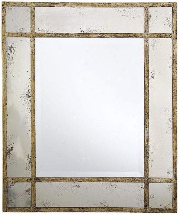 "paris Mansion  Antiqued Gold Wall Mirror - 34.75""hx30.75""w, Gold"