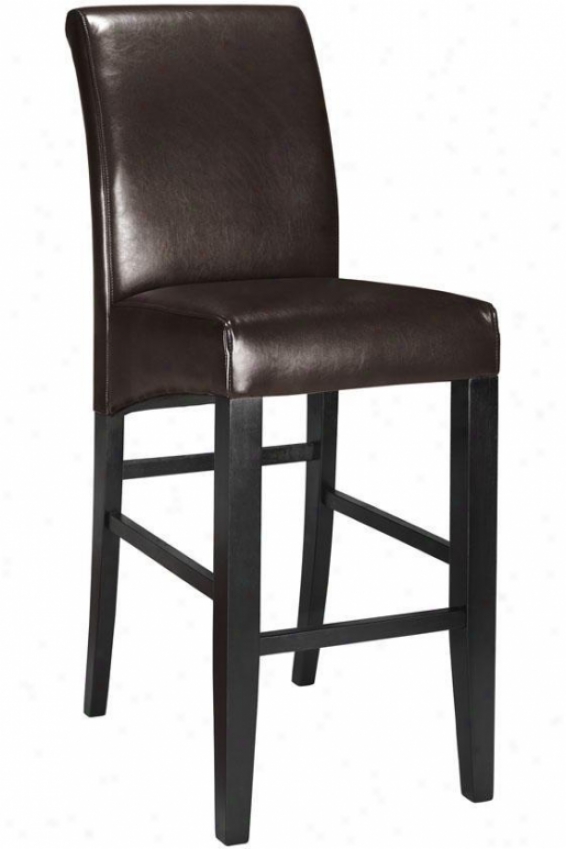 "parsons Rolled-back Leather Bar Stool - 47""h, Coffee Brown"