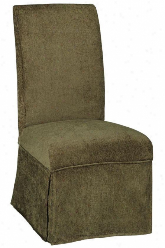 "parsons Side Chair Skirted Slipcover - 40.5""hx20.5""w, Olive Chenille"