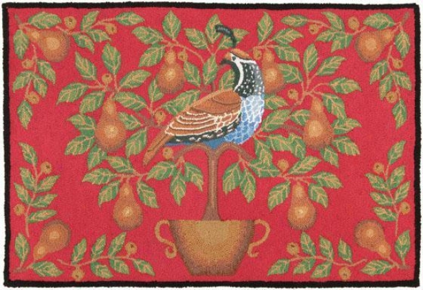 Partridge And Pear Area Rug - 27x40, Red