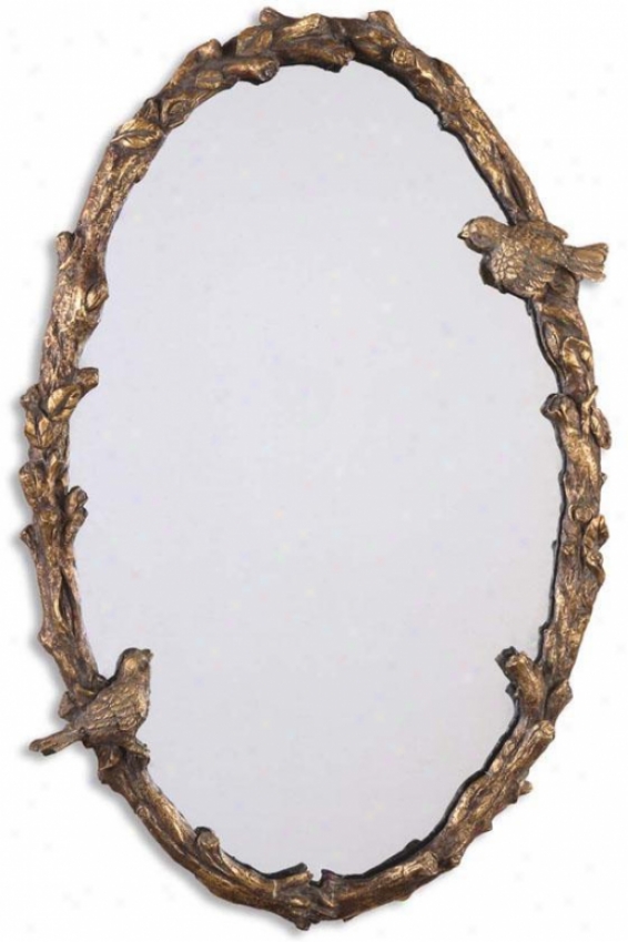 "paza Oval Mirror - 33.75""hx22""w, Gold"