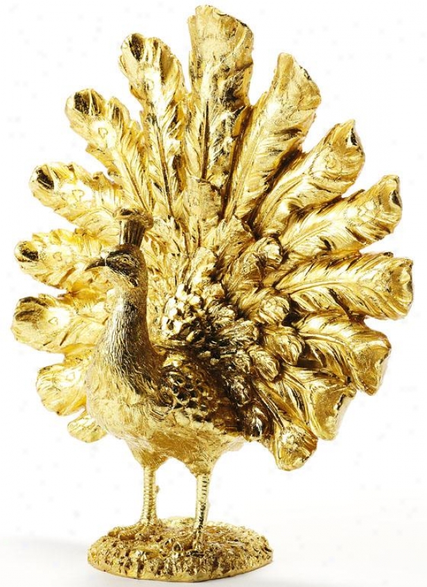 "peacock Fan - 10.5"", Gold"