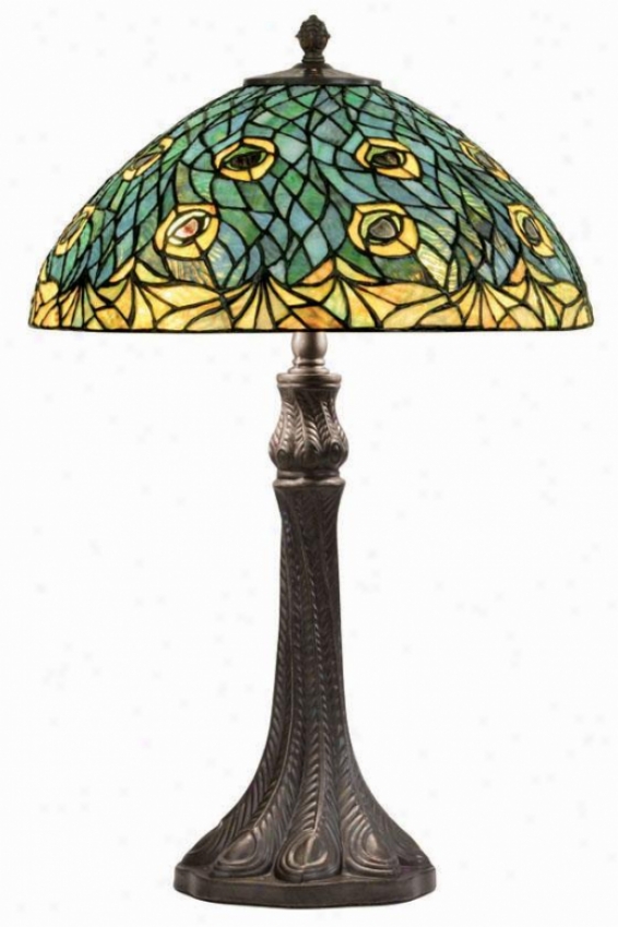 "peacock Tiffany Lamp - 25""h X 16""w, Brobze"