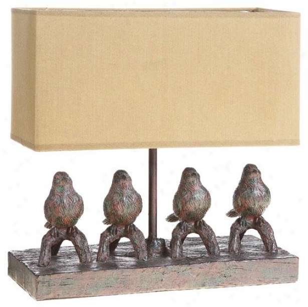 "perched Birds Lamp - 12""hx12""wx5""d, Brown"