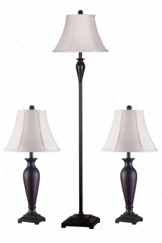 Percival Lamps - Set Of 3 - Set Of 3, Burgundy