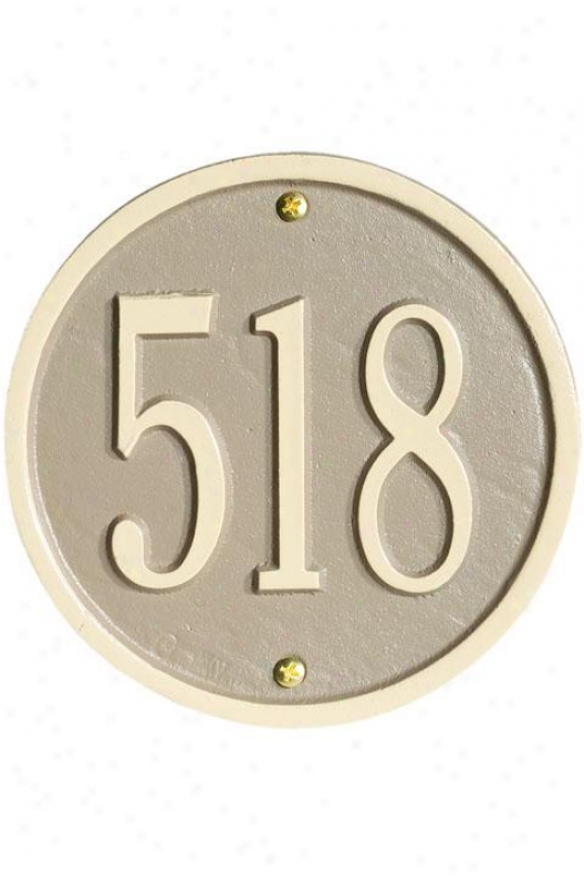 Petite Round Wall Address Plaque - One-line, Beige