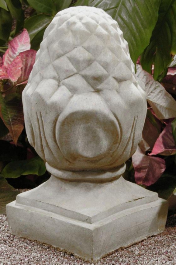 Pineapple Finial Statue - Petty - 11.75hx6wx6d, Antique Gray