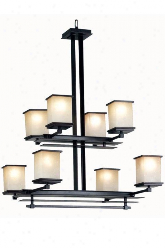 "plateau Eight-light Chandelier I - 38""hx18""w, Copper Bonze"