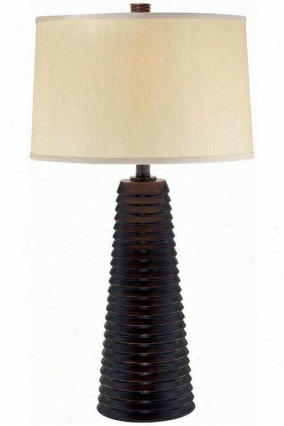 "plato nTable Lamp - 16""x29.5"", Brown Wood"