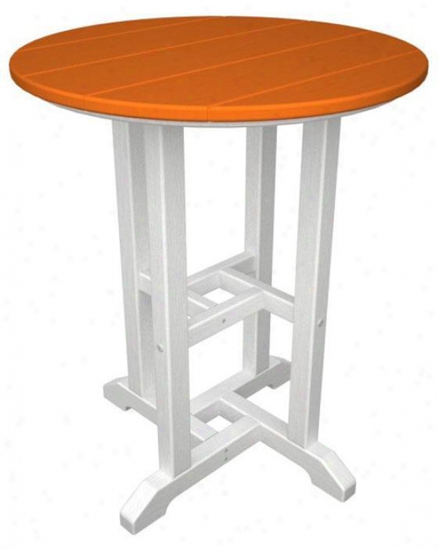 Polywood  Bistro Table - White, Orange