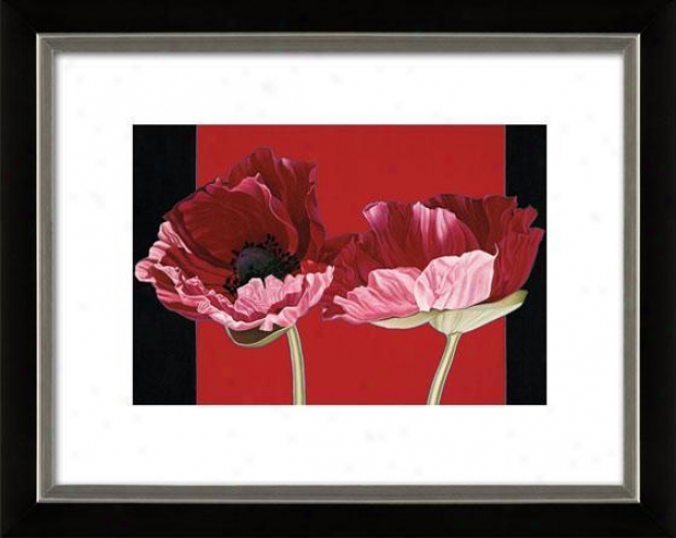 "poppies Framed Wall Art - 27""hx33""w, Mttd Black/slvr"