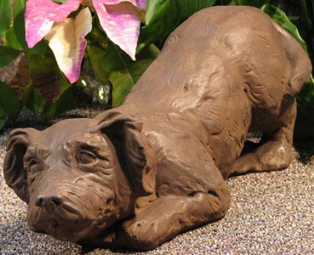 Pouncing Puppy Statue - 7hx7wx18d, Brown Forest