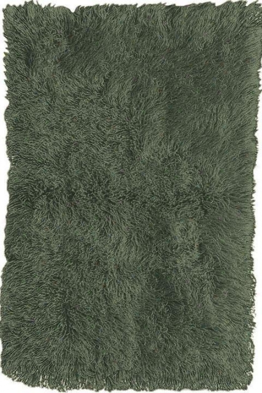 Premium Flokati Wool Area Rug - 2'x5', Olive