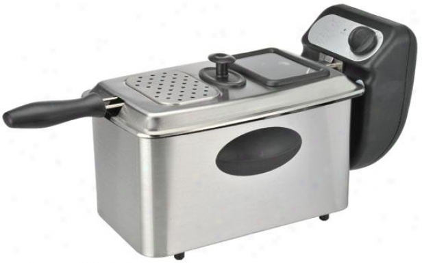 Pro Deep Fryer - 9.1hx9.1wx15.5d, Black/stainless