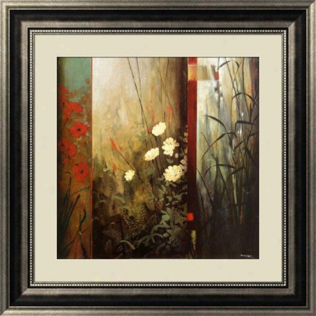 "rainforest Poppies Framed Wqll Art - 40""hx40""w, Dk Bw/pwt Lp Fm"