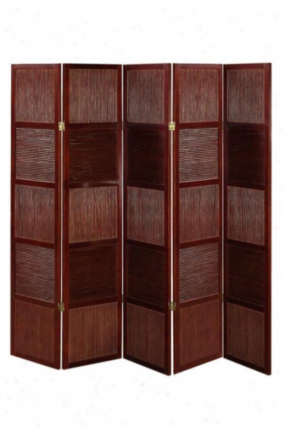 "rattan And Wood 66.25""h Five-panel Room Divider - Five-panel, Crimson Red"