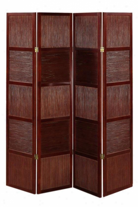 "rattan And Wood 66.25""h Four-panel Room Divider - Four-panel, Crimson Red"