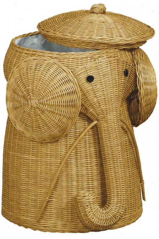 "ratan Elephant Garments Laundry Hamper - 22""hx14""d, Tan"