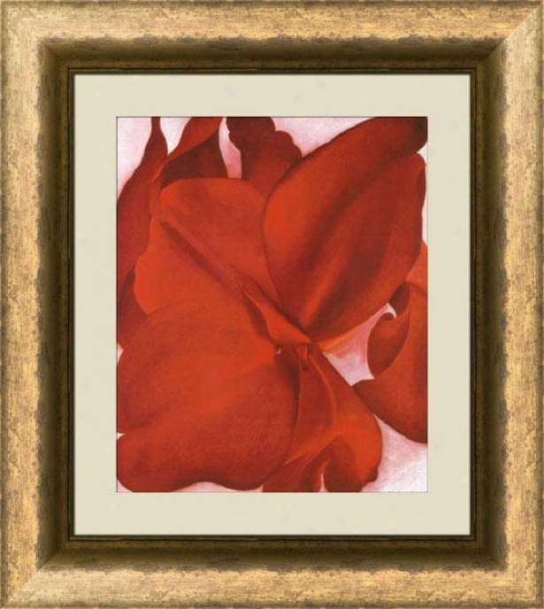 "red Cannas Framed Wall Art - 37""hx33"""w, Trns Gld/brz Fm"