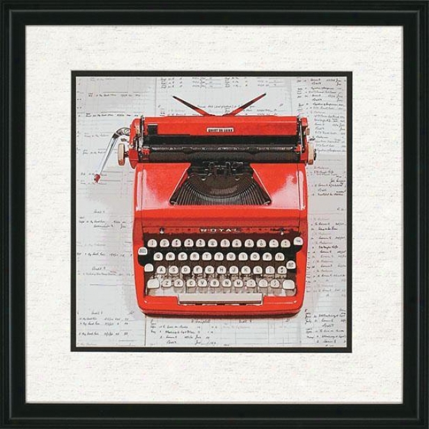 "red Typewriter Wall Art - 26""hx26""w, Red"