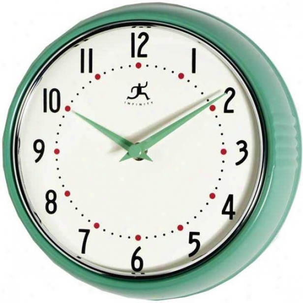 "retro Iron Wall Clock - 9.5""diameter, Green"