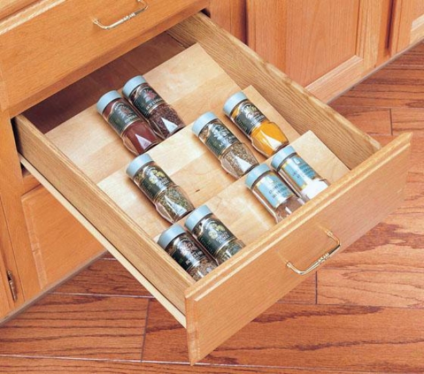 "rev-a-shelf Trim-to-fit Wood Spice Organizer - 2.5h X 16wx20""d, Icory"