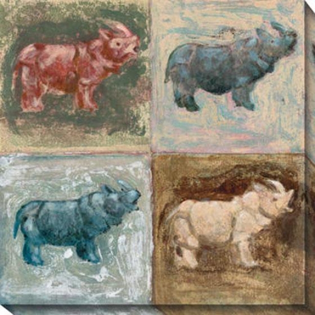 "rhino Canvws Wall Art - 40""hx40""w, Multi"