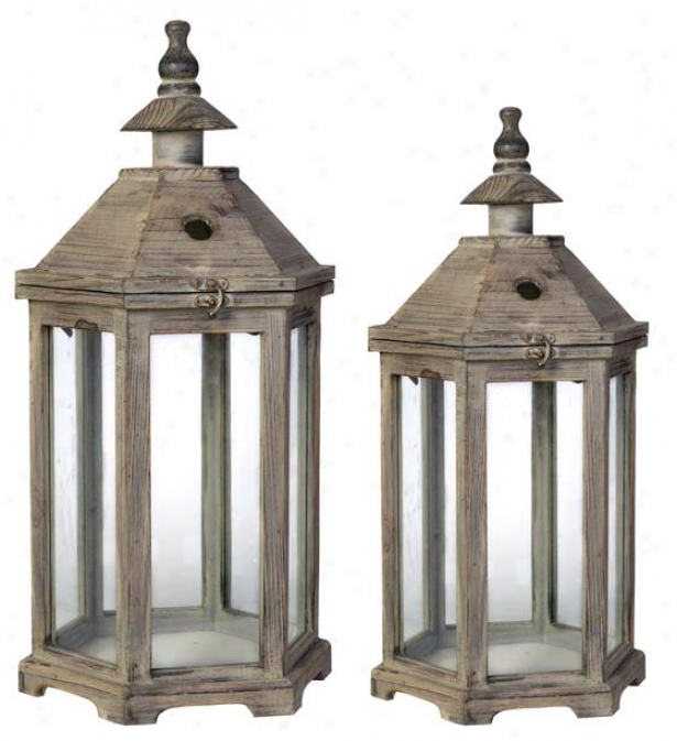 Robin Lantern - Set Of 2 - Set Of 2, Gray