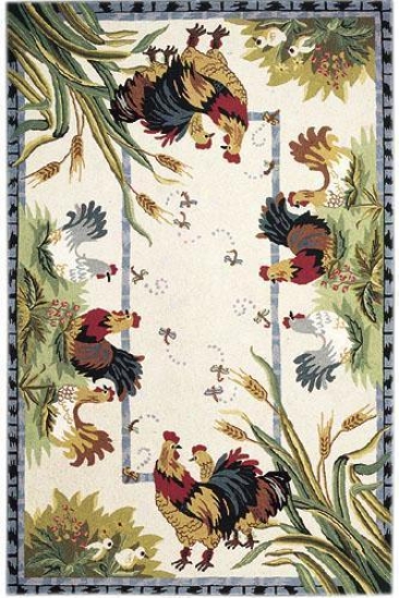 Roosters Area Rug - 6'x9', Ivory